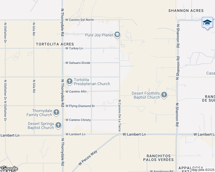 map of restaurants, bars, coffee shops, grocery stores, and more near 3360 West Camino Alto in Tucson