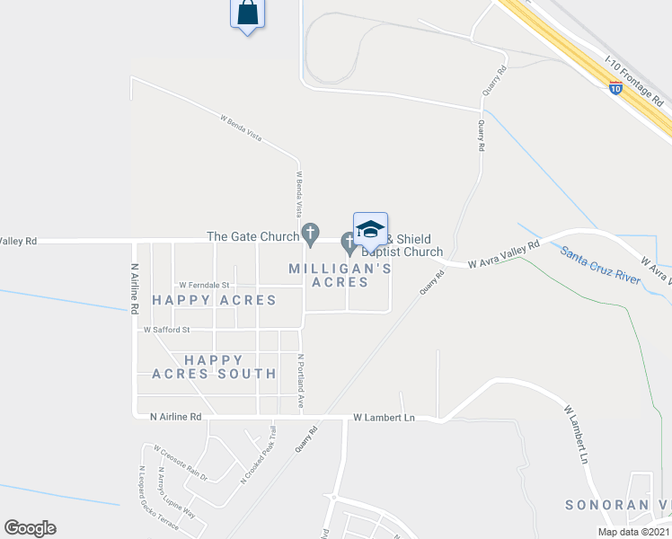 map of restaurants, bars, coffee shops, grocery stores, and more near 10705 North Seattle Avenue in Marana