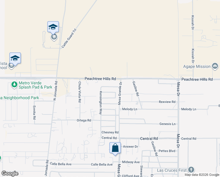 map of restaurants, bars, coffee shops, grocery stores, and more near 5116 Kensington Way in Las Cruces