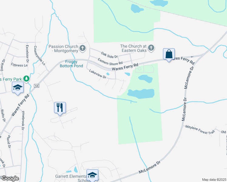 map of restaurants, bars, coffee shops, grocery stores, and more near 906 Mister Drive in Montgomery
