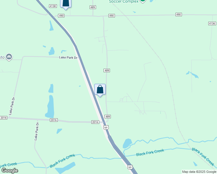 map of restaurants, bars, coffee shops, grocery stores, and more near 8410 County Road 489 in Tyler