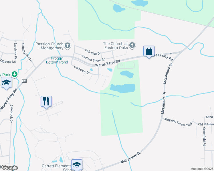 map of restaurants, bars, coffee shops, grocery stores, and more near 7006 Givens Court in Montgomery