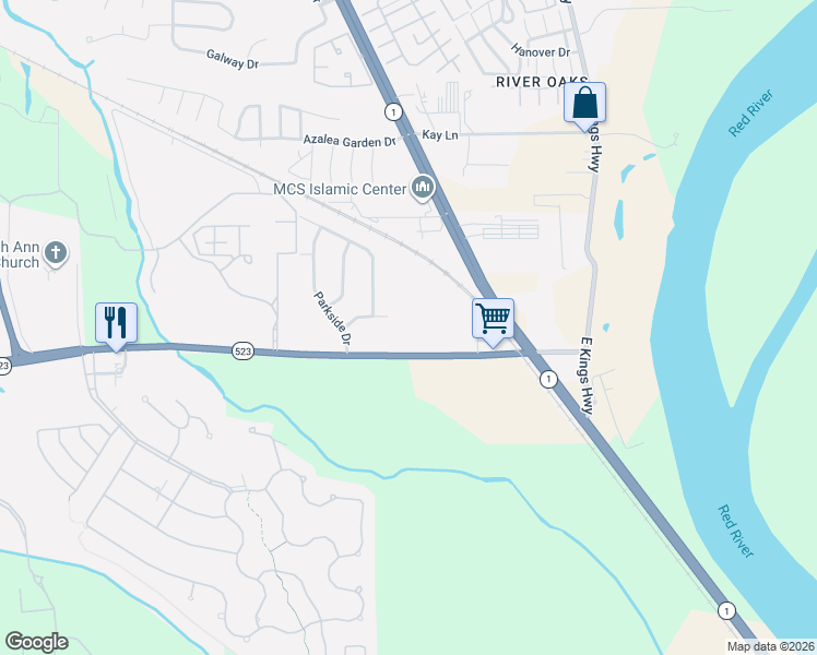 map of restaurants, bars, coffee shops, grocery stores, and more near 722 East Flournoy Lucas Road in Shreveport