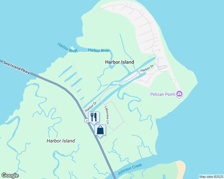 map of restaurants, bars, coffee shops, grocery stores, and more near 44 Harbor Drive in Saint Helena Island