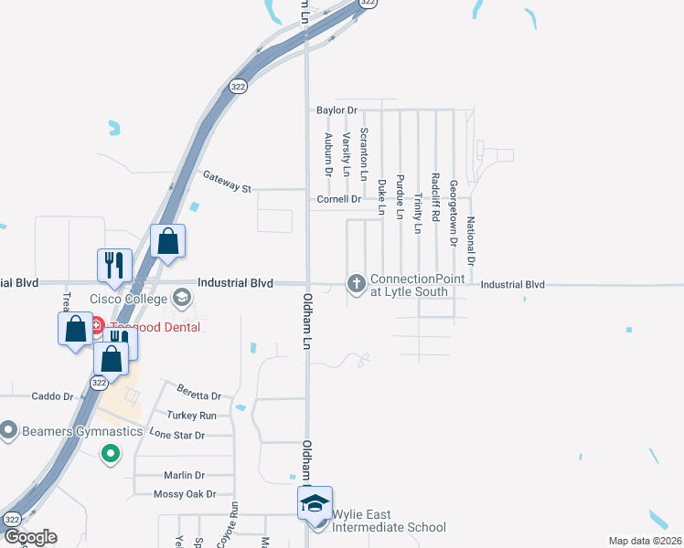 map of restaurants, bars, coffee shops, grocery stores, and more near 3950 Notre Dame Circle in Abilene