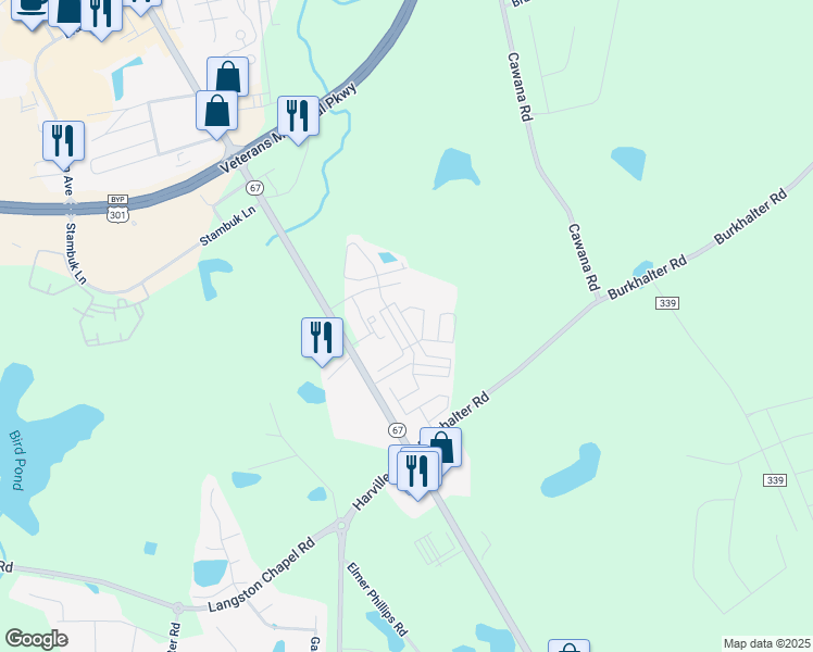 map of restaurants, bars, coffee shops, grocery stores, and more near 17358 Georgia 67 in Statesboro