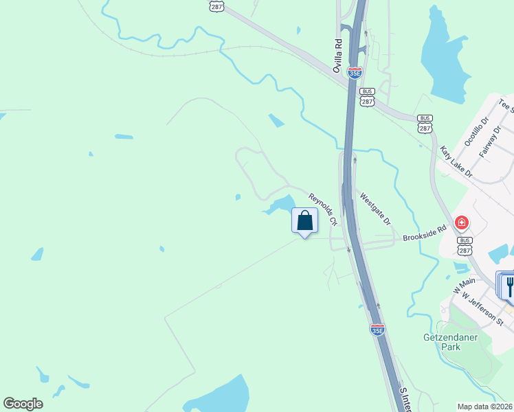 map of restaurants, bars, coffee shops, grocery stores, and more near 102 Reynolds Circle in Waxahachie