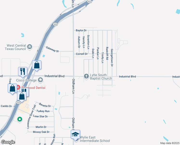 map of restaurants, bars, coffee shops, grocery stores, and more near 3949 Wake Forest Lane in Abilene