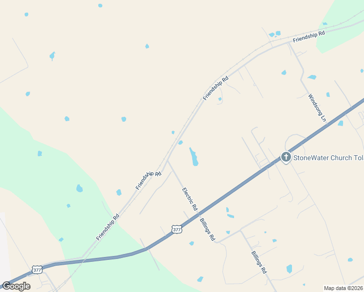 map of restaurants, bars, coffee shops, grocery stores, and more near 7019 Friendship Road in Granbury