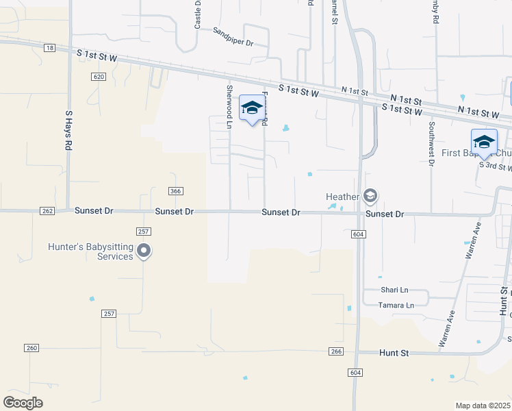 map of restaurants, bars, coffee shops, grocery stores, and more near 1505 Sunset Drive in Clyde