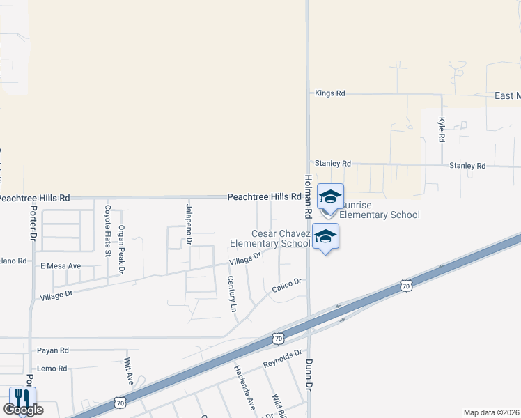 map of restaurants, bars, coffee shops, grocery stores, and more near 5925 Leaping Lizard Loop in Las Cruces