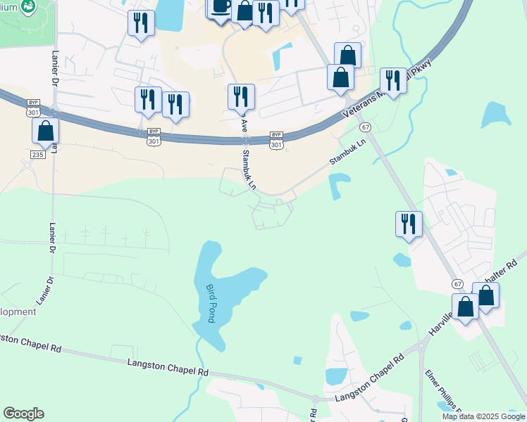 map of restaurants, bars, coffee shops, grocery stores, and more near 2000 Stambuk Lane in Statesboro