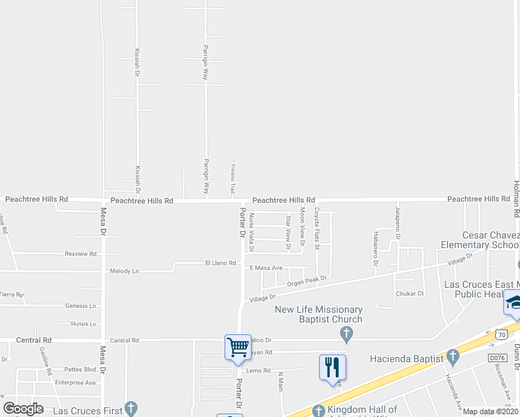 map of restaurants, bars, coffee shops, grocery stores, and more near 6199 Cloud Dance Drive in Las Cruces
