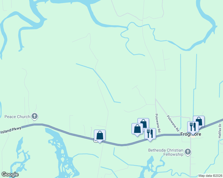 map of restaurants, bars, coffee shops, grocery stores, and more near 70 Stevens Path in Saint Helena Island