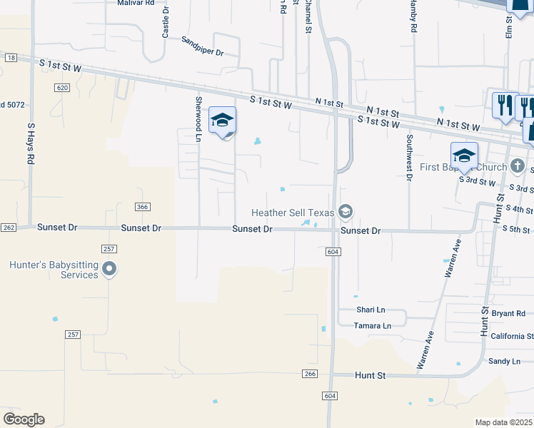 map of restaurants, bars, coffee shops, grocery stores, and more near 501 South and West Circle in Clyde