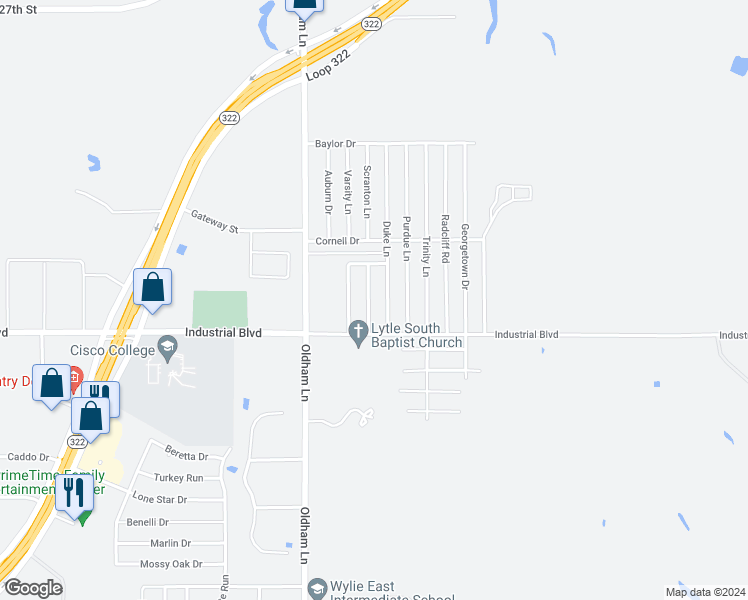 map of restaurants, bars, coffee shops, grocery stores, and more near 3901 Wake Forest Lane in Abilene