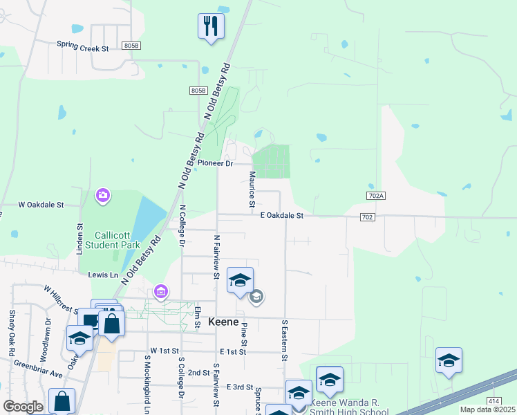 map of restaurants, bars, coffee shops, grocery stores, and more near 603 Maurice Street in Keene