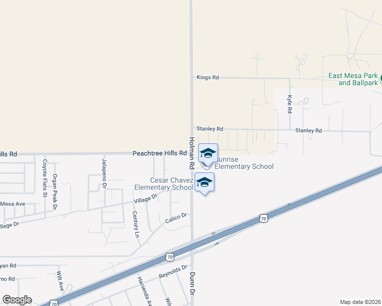 map of restaurants, bars, coffee shops, grocery stores, and more near 7199 Peachtree Hills Rd in Las Cruces