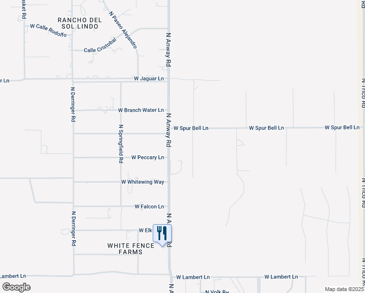 map of restaurants, bars, coffee shops, grocery stores, and more near 10950 North Anway Road in Marana