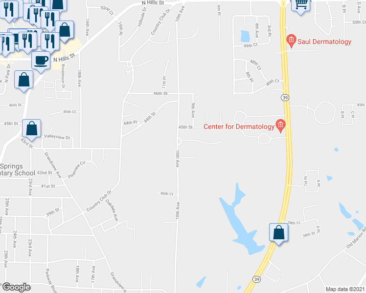 map of restaurants, bars, coffee shops, grocery stores, and more near 4306 10th Avenue in Meridian