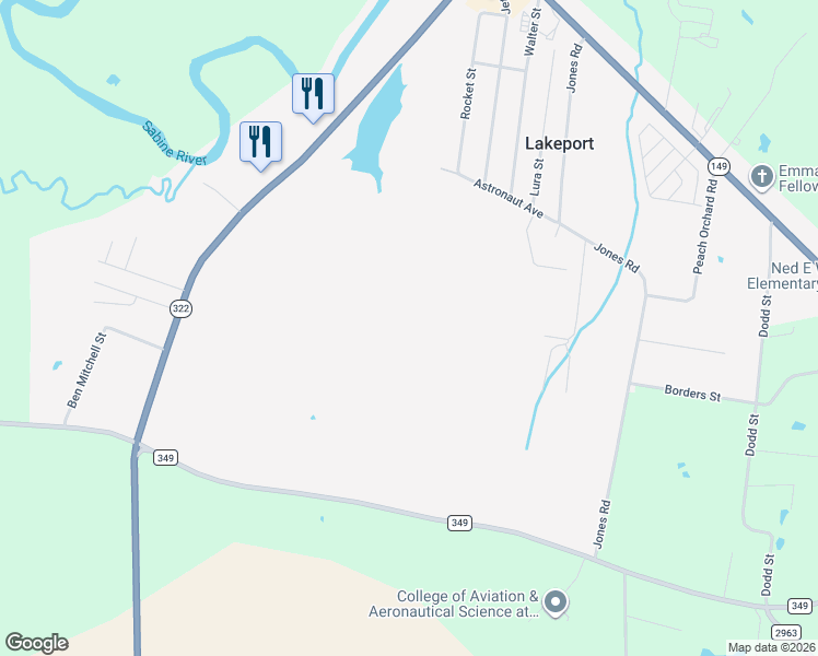 map of restaurants, bars, coffee shops, grocery stores, and more near Lakewood Drive in Longview