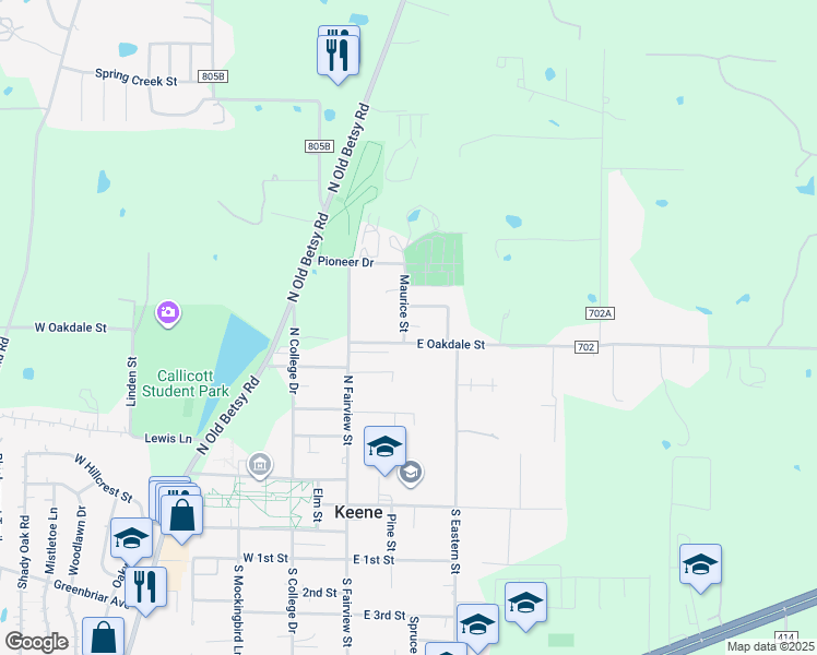 map of restaurants, bars, coffee shops, grocery stores, and more near 613 Maurice Street in Keene