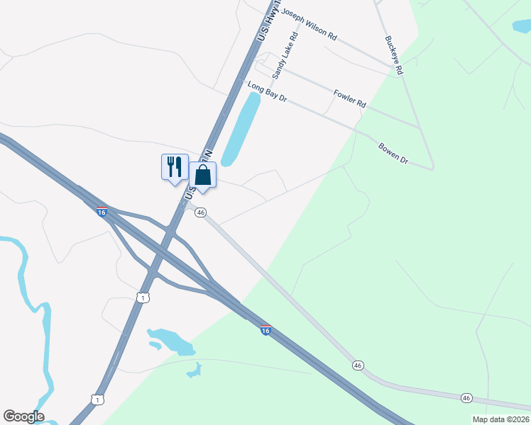 map of restaurants, bars, coffee shops, grocery stores, and more near 30 Long Bay Drive in Twin City