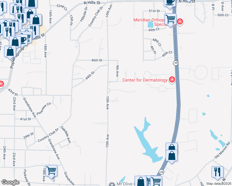 map of restaurants, bars, coffee shops, grocery stores, and more near 4306 10th Avenue in Meridian