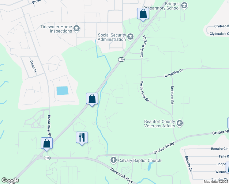 map of restaurants, bars, coffee shops, grocery stores, and more near 1015 Ashton Pointe Boulevard in Beaufort