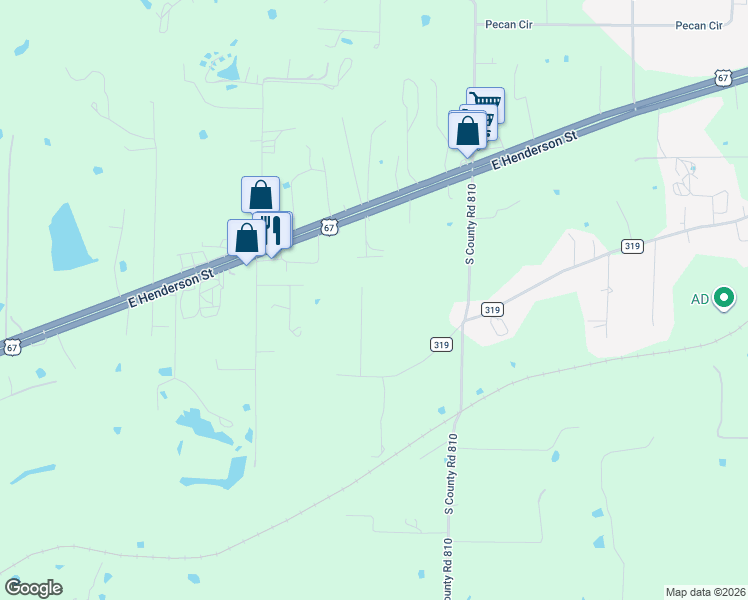 map of restaurants, bars, coffee shops, grocery stores, and more near 5433 County Road 319 in Alvarado