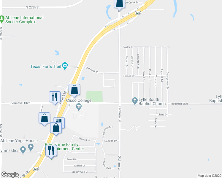 map of restaurants, bars, coffee shops, grocery stores, and more near 3942 Carrera Lane in Abilene