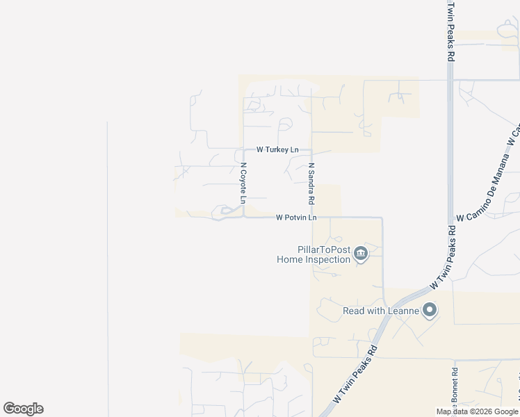 map of restaurants, bars, coffee shops, grocery stores, and more near 5890 West Potvin Lane in Tucson