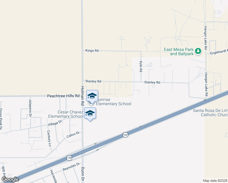 map of restaurants, bars, coffee shops, grocery stores, and more near 7556 Stanley Road in Las Cruces