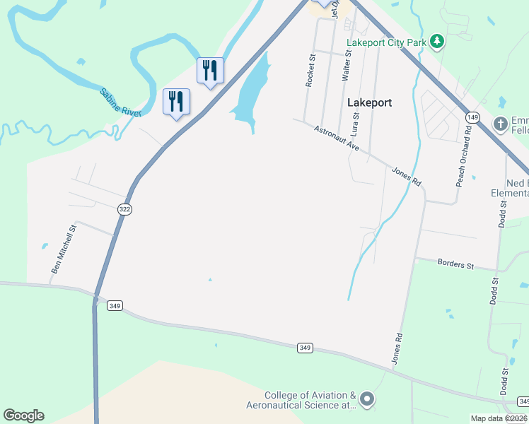 map of restaurants, bars, coffee shops, grocery stores, and more near Lakewood Drive in Longview