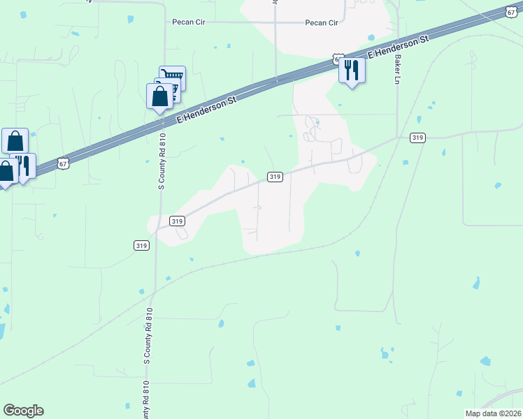 map of restaurants, bars, coffee shops, grocery stores, and more near 316 Woodhaven Drive in Alvarado