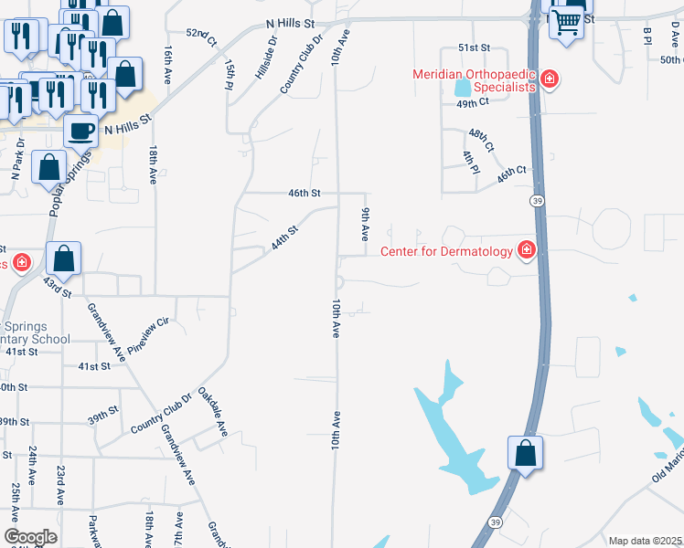 map of restaurants, bars, coffee shops, grocery stores, and more near 4306 10th Avenue in Meridian