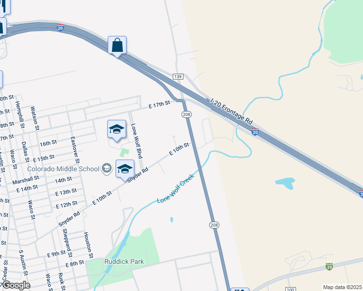map of restaurants, bars, coffee shops, grocery stores, and more near 1324 East 10th Street in Colorado City