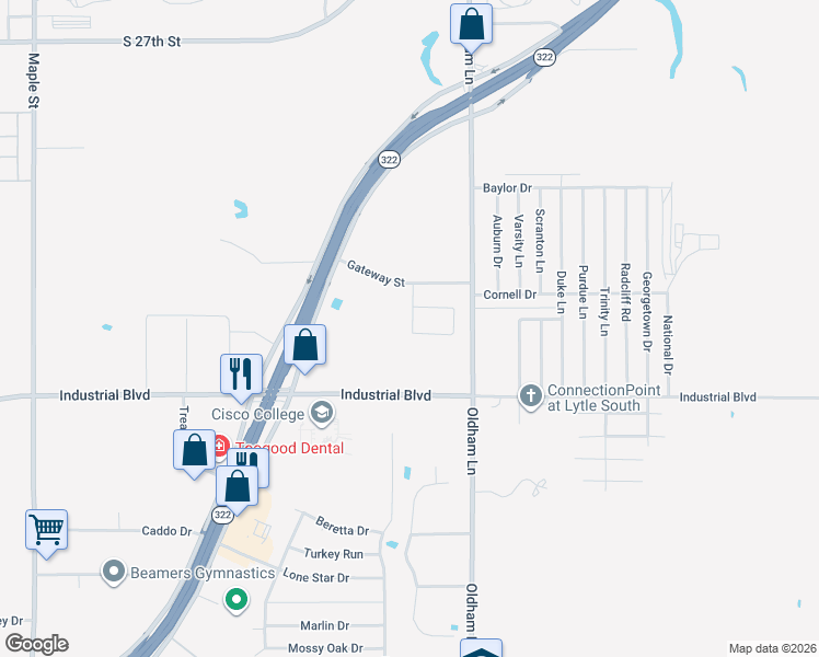 map of restaurants, bars, coffee shops, grocery stores, and more near 749 Gateway Street in Abilene