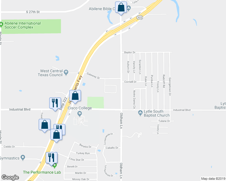 map of restaurants, bars, coffee shops, grocery stores, and more near 3943 Carrera Lane in Abilene