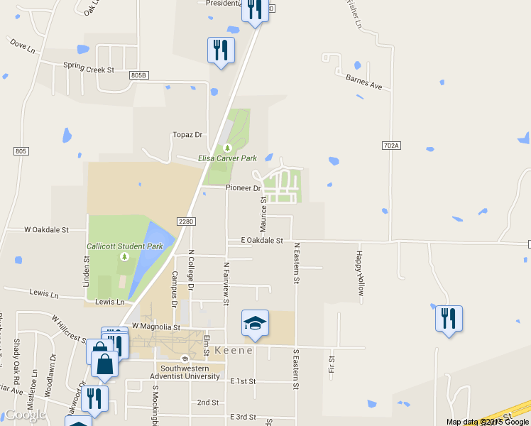 map of restaurants, bars, coffee shops, grocery stores, and more near 300 Hilltop Road in Keene