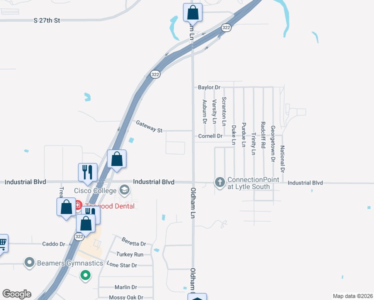 map of restaurants, bars, coffee shops, grocery stores, and more near 1001 Cornell Drive in Abilene