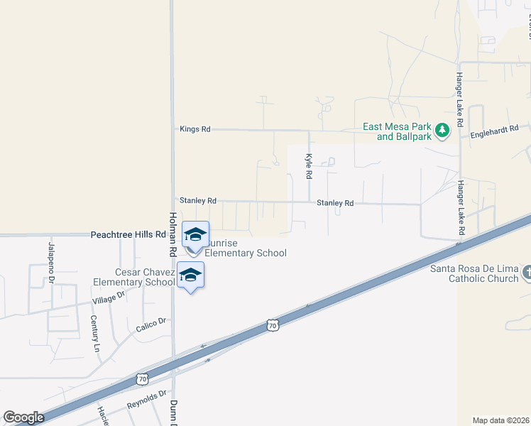 map of restaurants, bars, coffee shops, grocery stores, and more near 7556 Stanley Road in Las Cruces
