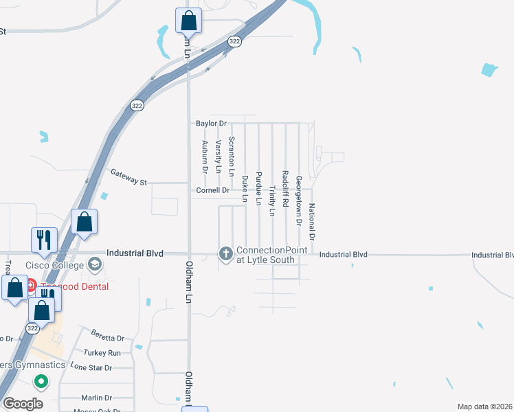 map of restaurants, bars, coffee shops, grocery stores, and more near 3809 Purdue Lane in Abilene