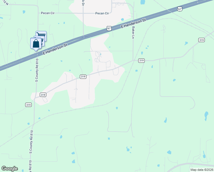 map of restaurants, bars, coffee shops, grocery stores, and more near 6128 County Road 319 in Alvarado