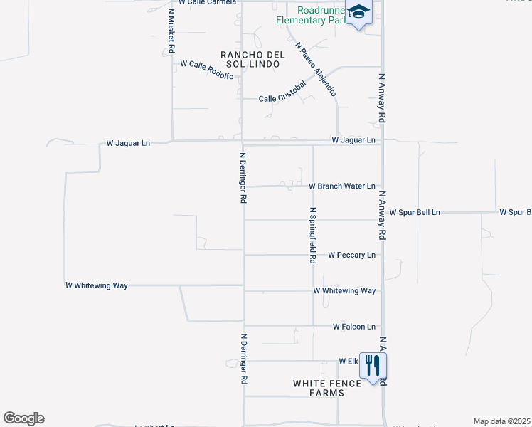 map of restaurants, bars, coffee shops, grocery stores, and more near 16922 West Spur Bell Lane in Marana