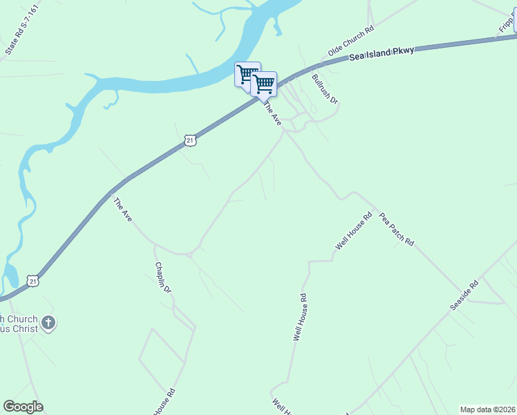 map of restaurants, bars, coffee shops, grocery stores, and more near 18 Kizer Road in Saint Helena Island