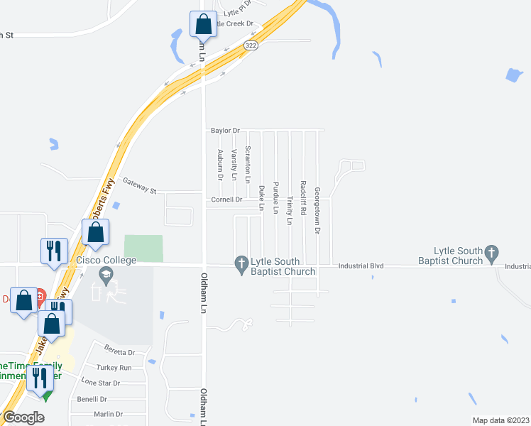 map of restaurants, bars, coffee shops, grocery stores, and more near 3825 Duke Lane in Abilene