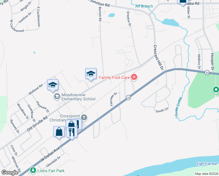 map of restaurants, bars, coffee shops, grocery stores, and more near 3 Jackson Circle in Selma