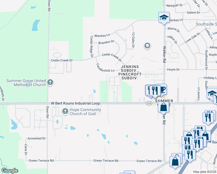 map of restaurants, bars, coffee shops, grocery stores, and more near 125 Fountain View in Shreveport