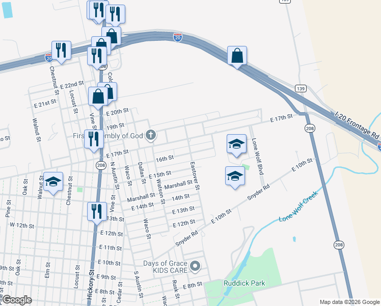 map of restaurants, bars, coffee shops, grocery stores, and more near 1000 16th Street in Colorado City